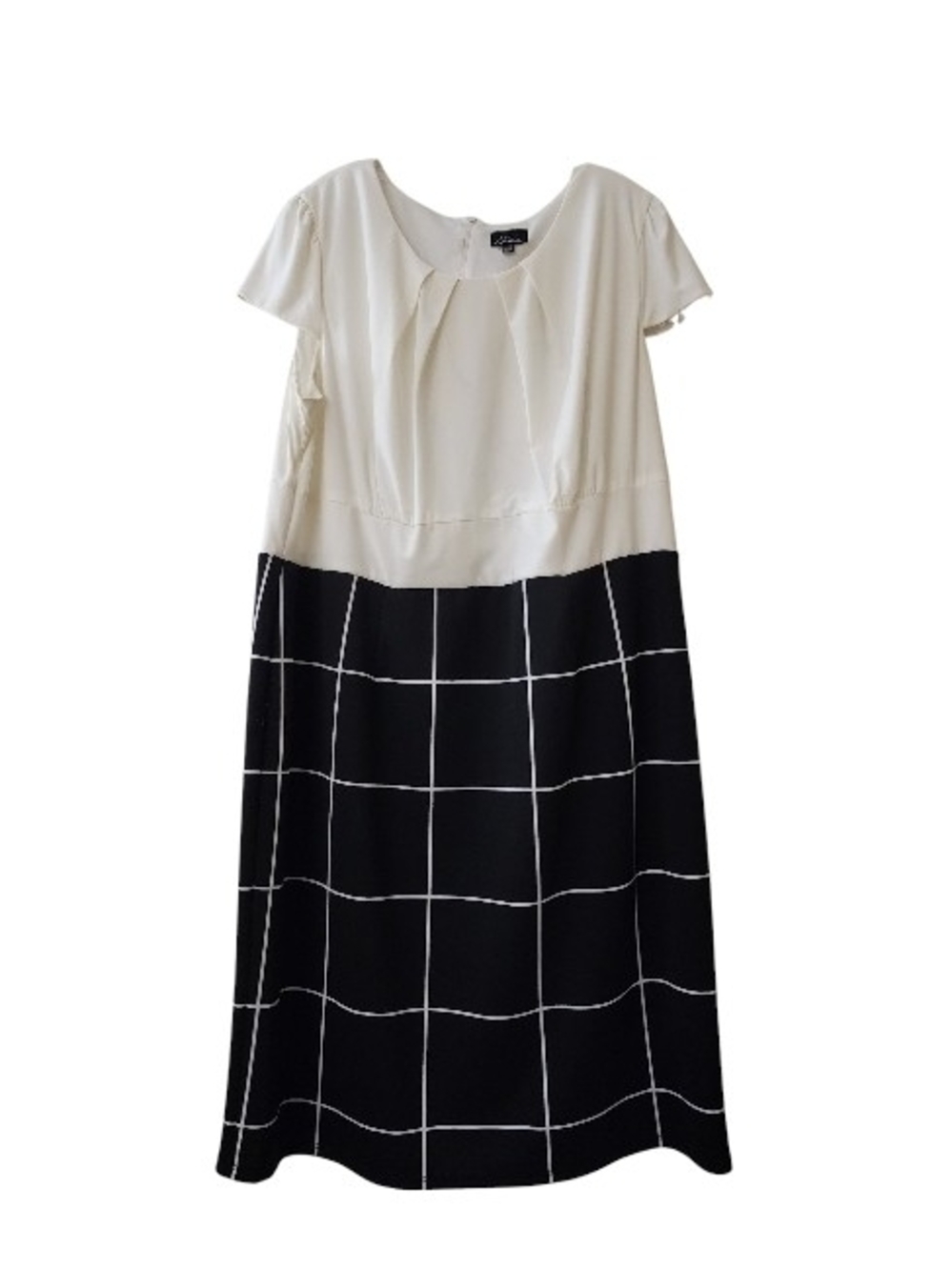 Simply Emma Black & White Windowpane Midi Dress 20W